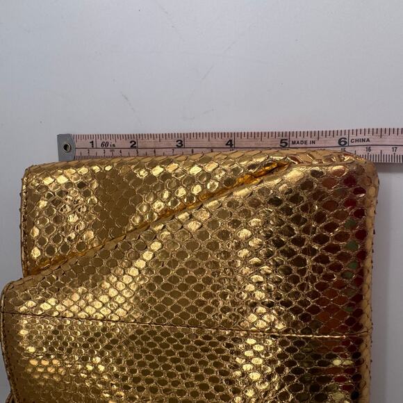 Chanel Gold Metallic Python Clutch Series 19 2014 Full Set Glam - Picture 14 of 16